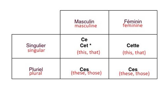 emonstrative adjectives in French